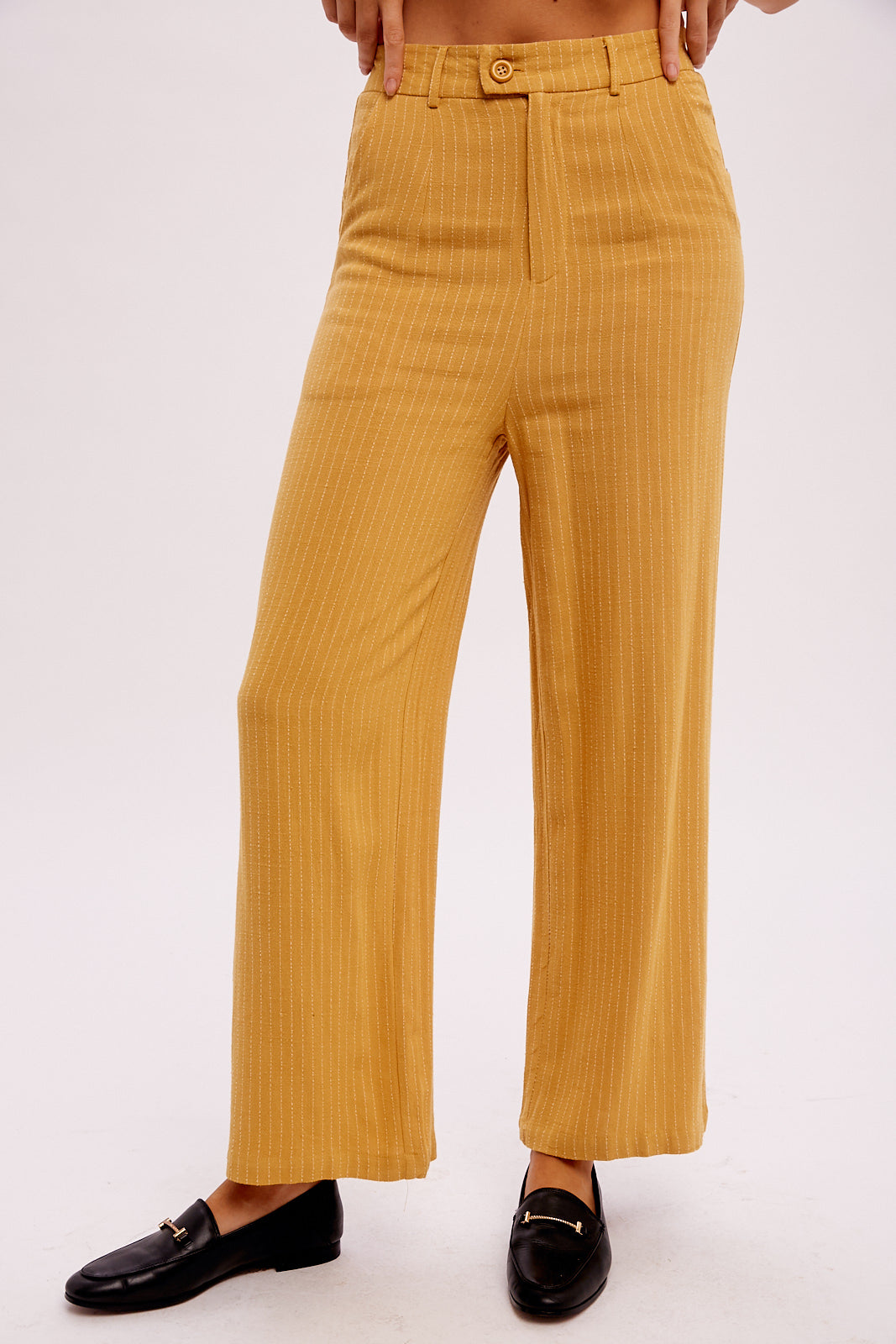 Stripe Down Linen Trousers