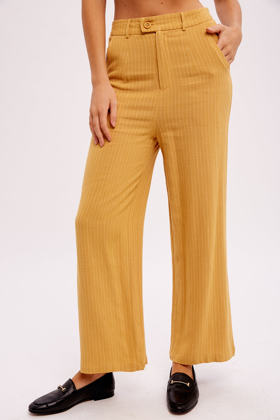 Stripe Down Linen Trousers