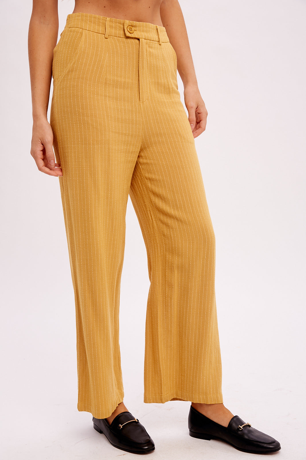 Stripe Down Linen Trousers