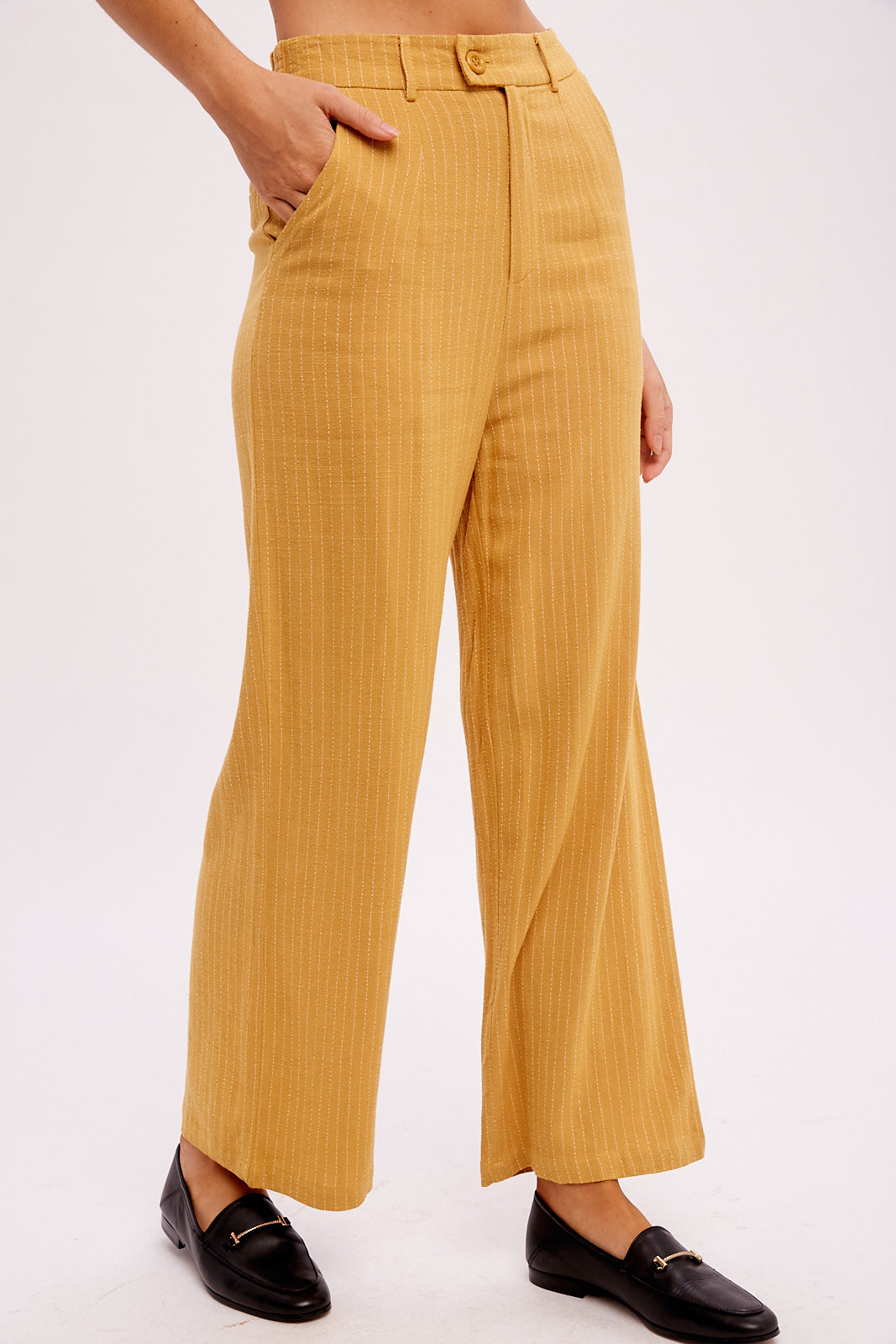 Stripe Down Linen Trousers