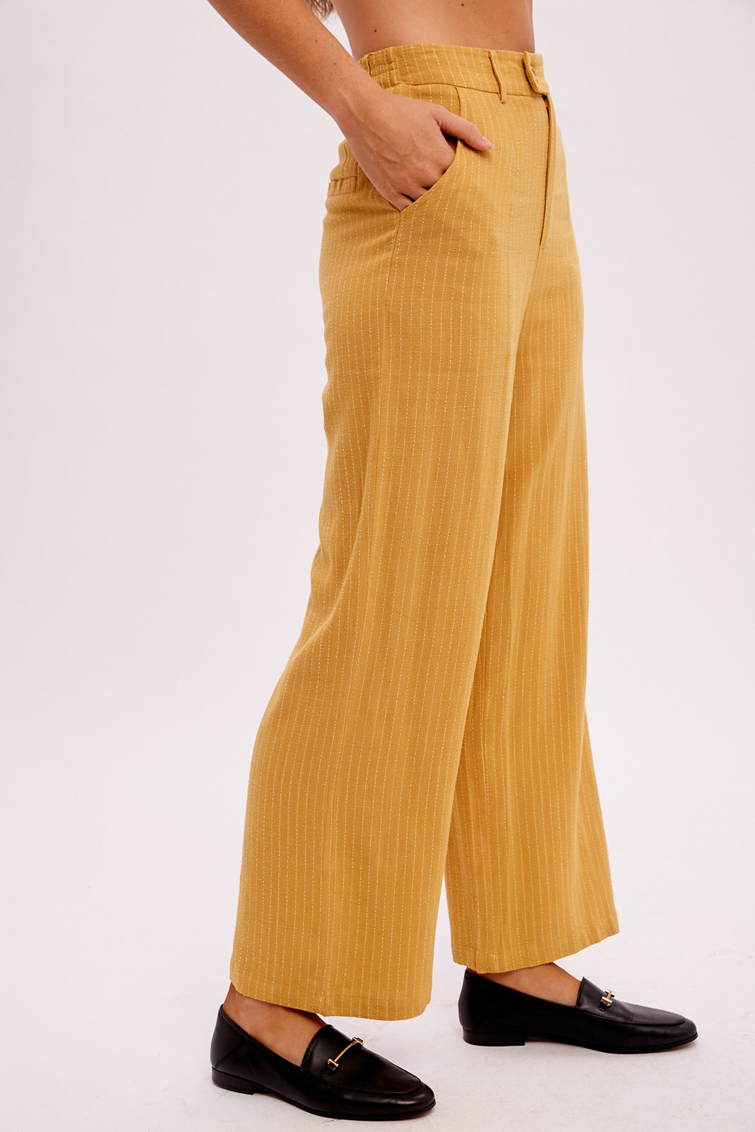 Stripe Down Linen Trousers