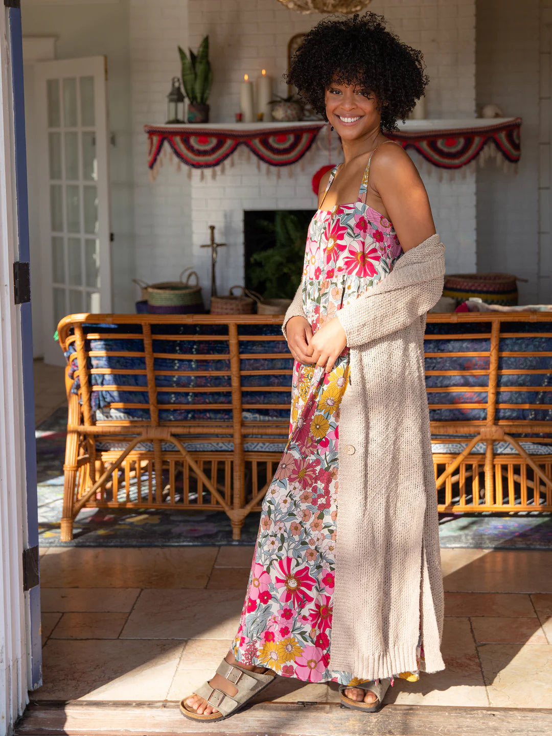 Natural Life Patti Side Slit Maxi Dress- Vintage Summer Floral