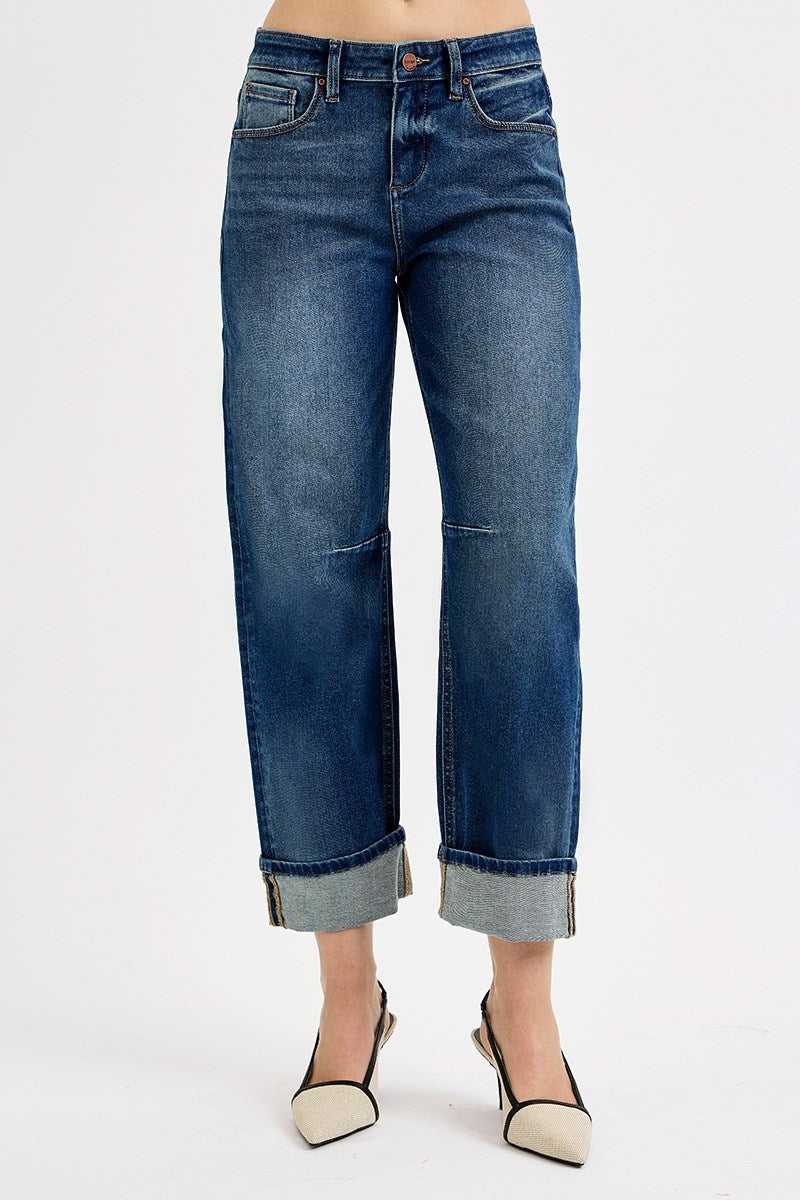 RISEN SLOUCHY CROP BARREL CUFFED JEANS
