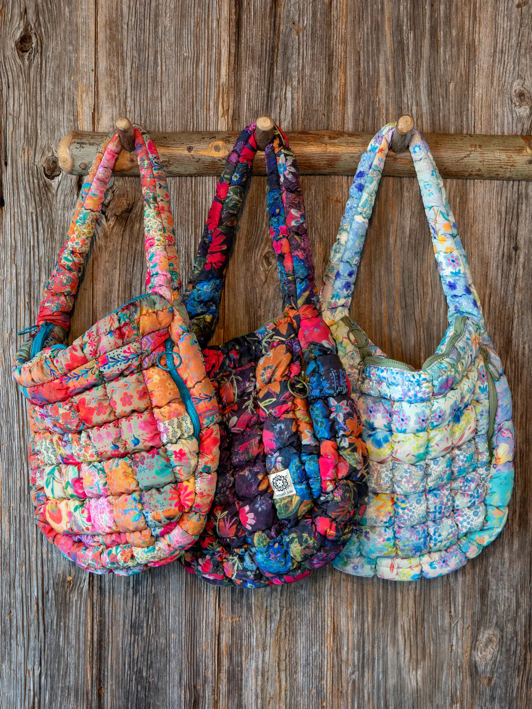 Natural Life Puffy Fit-It-All Bag-Blue Watercolor Patchwork