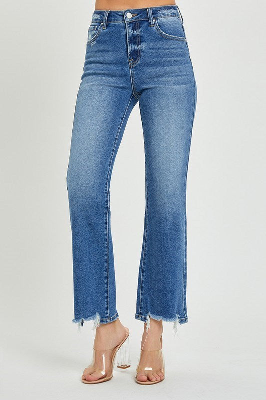 Risen High Rise Ankle Straight Relaxed Fit Jeans