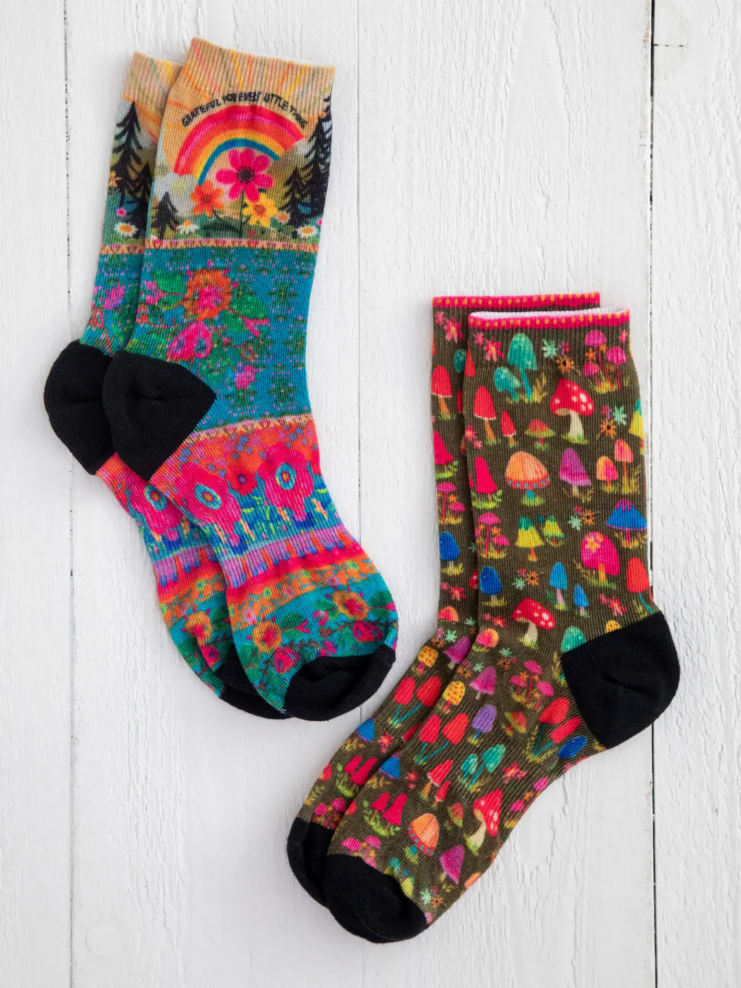 Natural Life Printed Grateful Weekend Sock Set, Set of 2