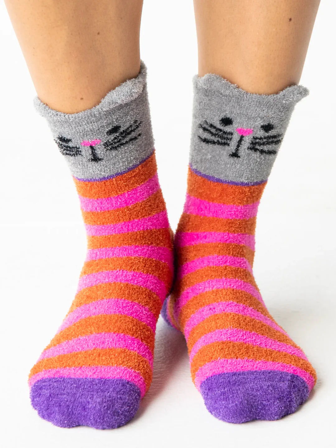 Natural Life Cozy Socks-Hot Pink Cat