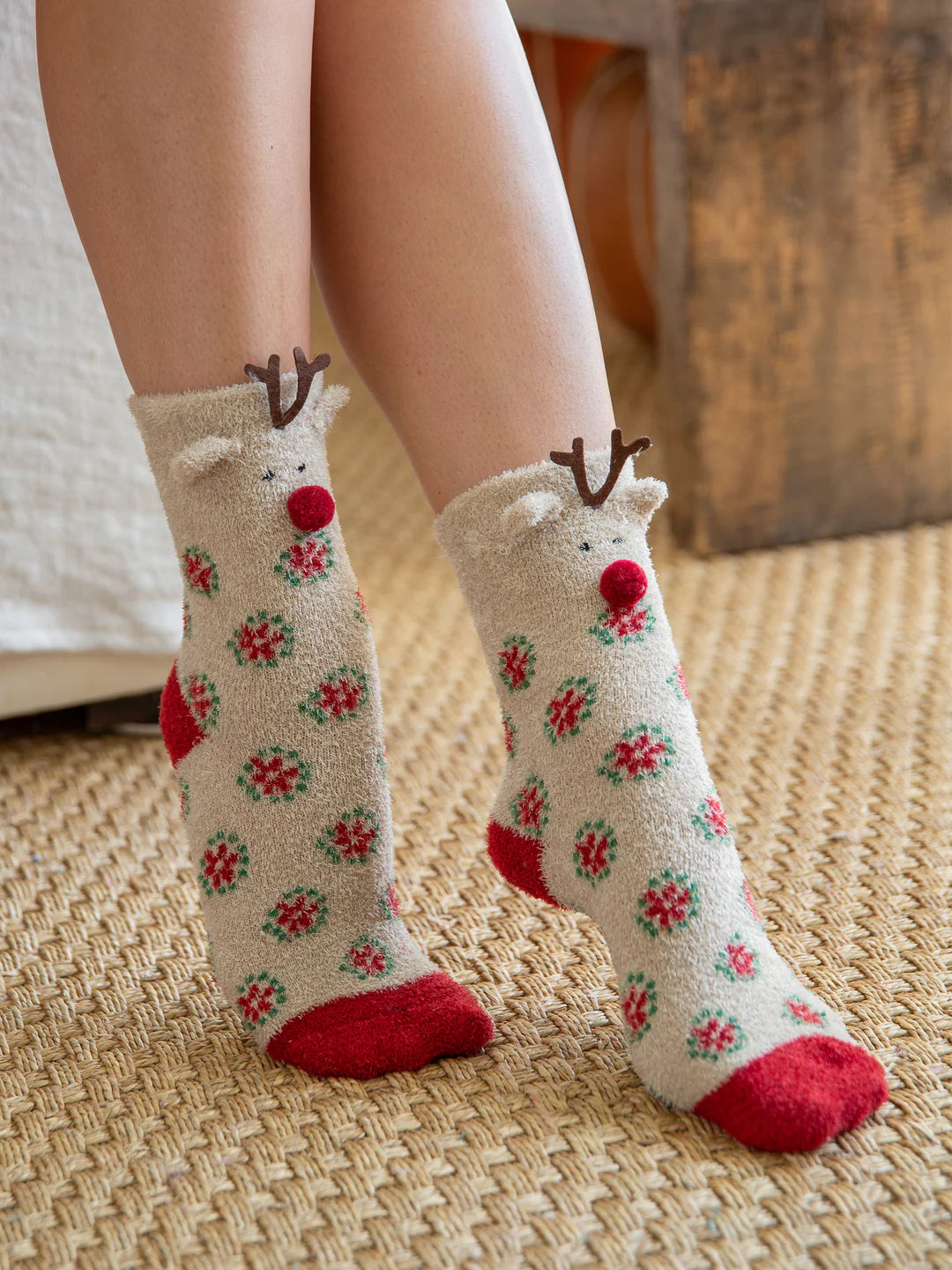 Natural Life Boxed Cozy Critter Socks-Reindeer