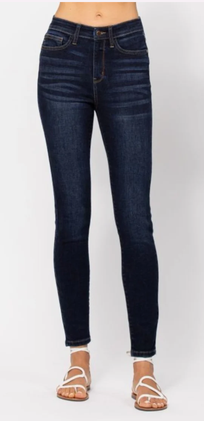 Judy Blue Dark Wash High Waist Hand Sanded Skinny Jeans