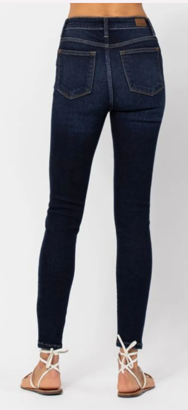 Judy Blue Dark Wash High Waist Hand Sanded Skinny Jeans