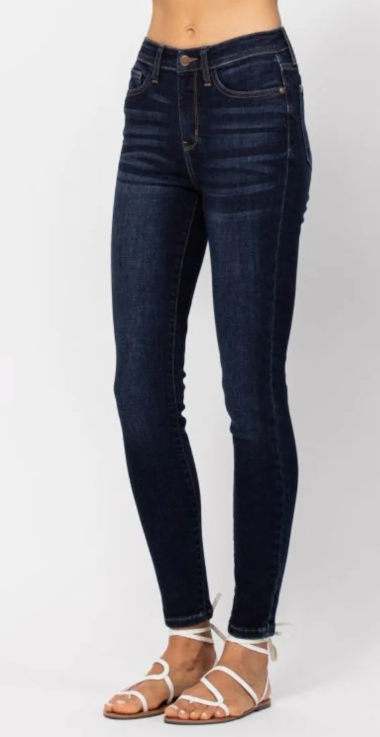 Judy Blue Dark Wash High Waist Hand Sanded Skinny Jeans