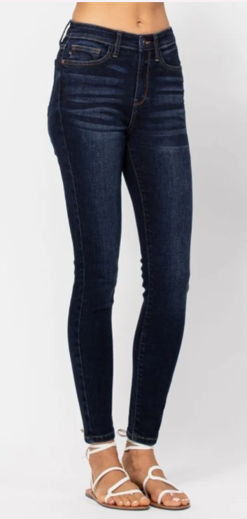 Judy Blue Dark Wash High Waist Hand Sanded Skinny Jeans