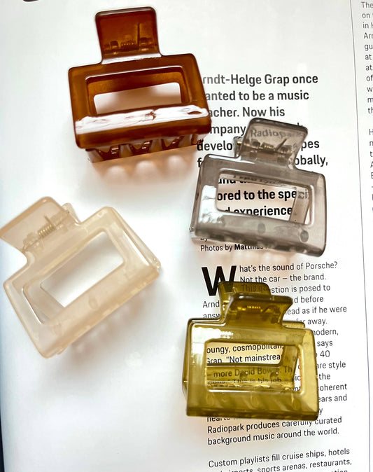 Small Square Hair Claw Clips - Green Brown