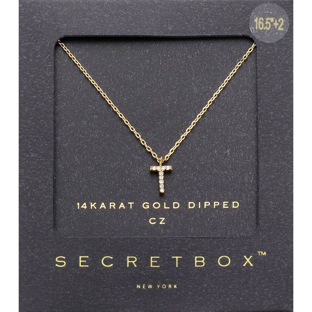 14K Gold Dipped CZ Initial Monogram Pendant
