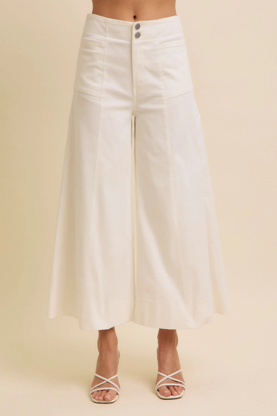 Cropped Wide Leg Stretchy High Waisted Pants