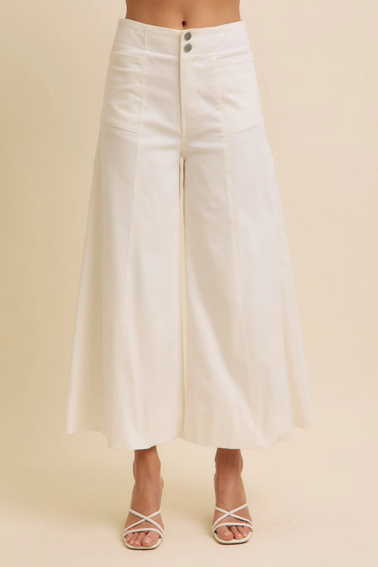Cropped Wide Leg Stretchy High Waisted Pants