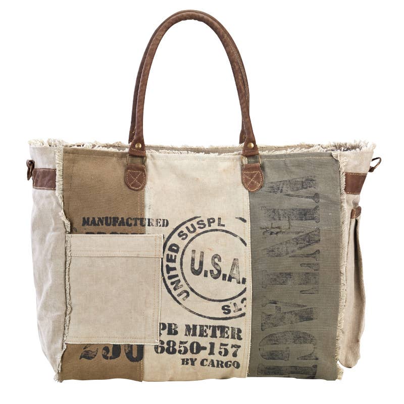 USA Tote Bag in Repurposed Canvas and military tents