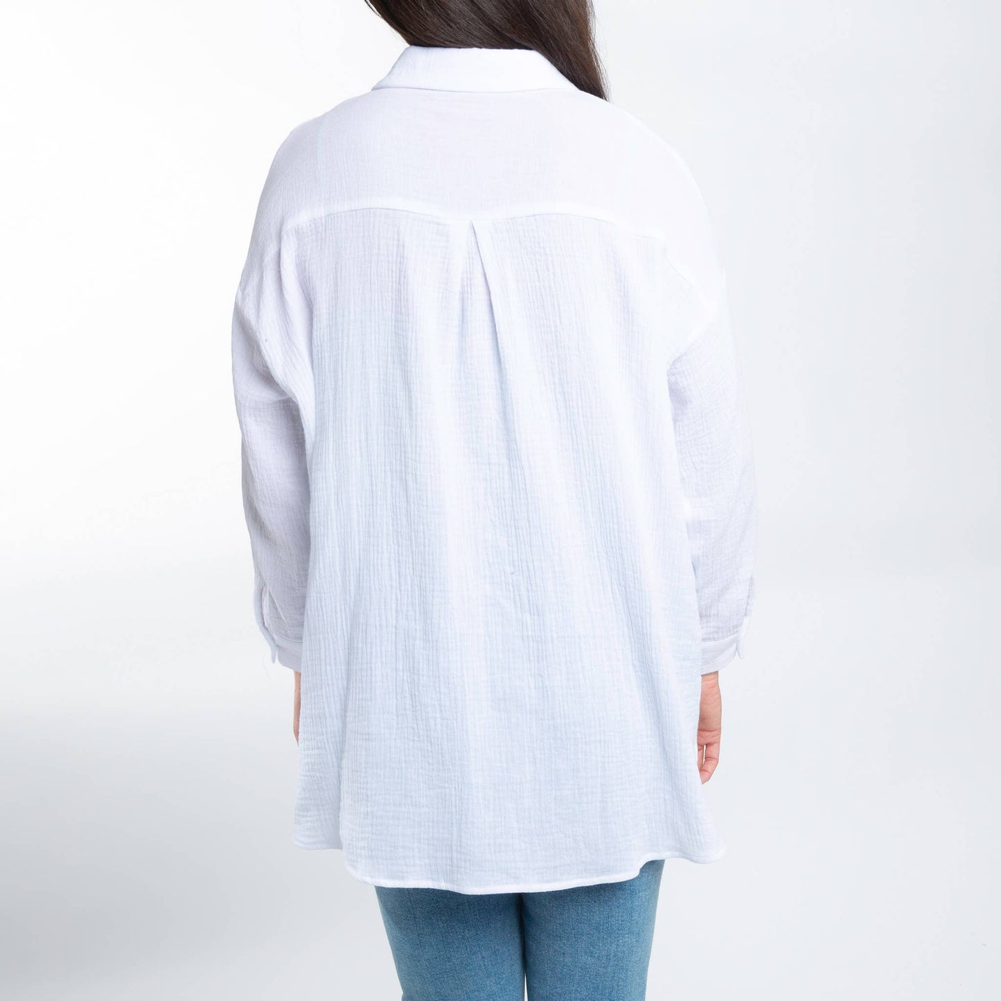 Aaliyah Gauze Long Sleeve Button Up Top