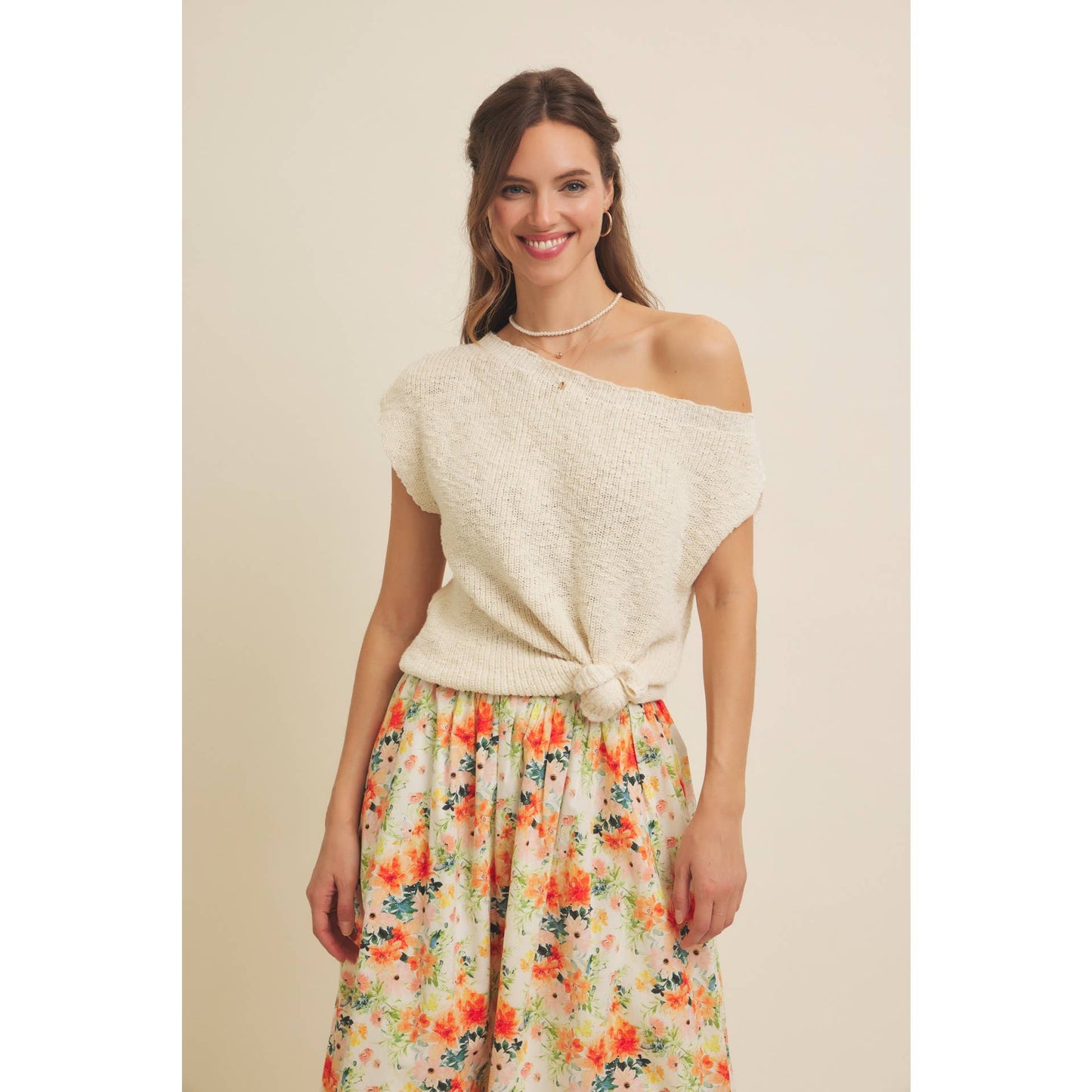 FLORAL MAXI SKIRT WITH POCKETS AND ELASTIC BAND
