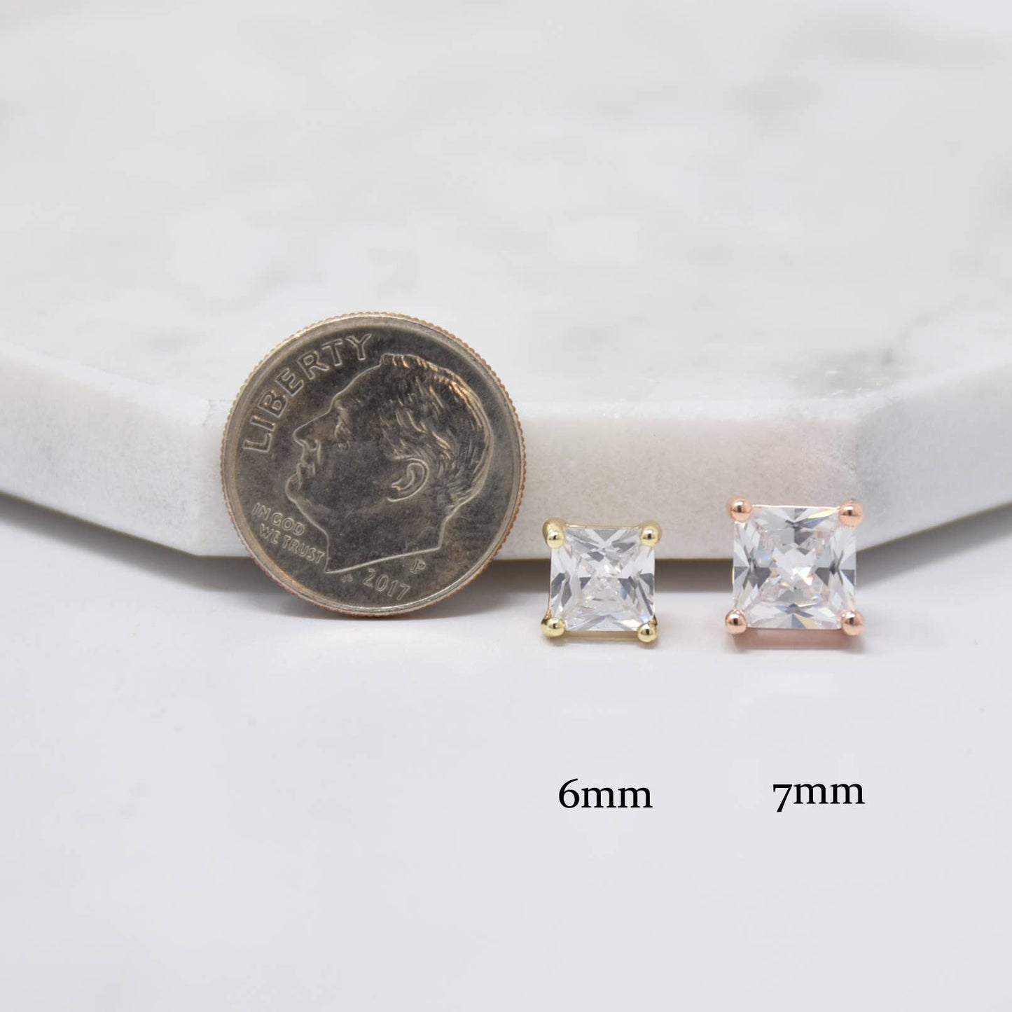 Diamond Square Cubic Zirconia Earrings