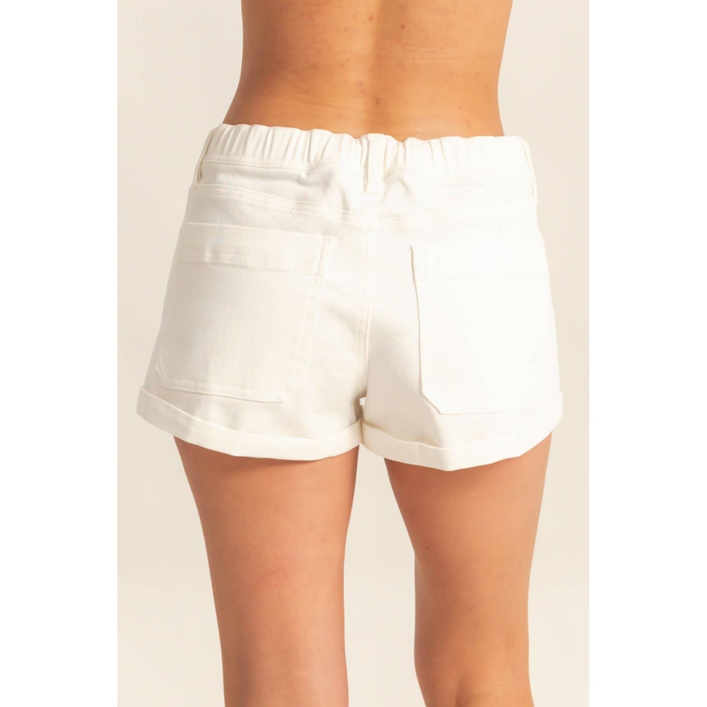 Pocket Detail Rolled Hem Denim Shorts