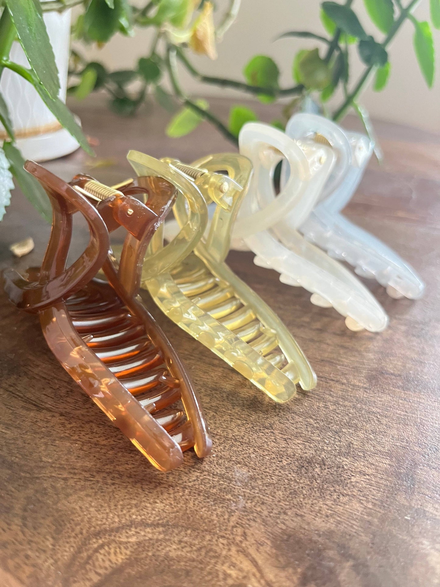 Large French Loop Hair Claw Clips - Earth Tones Neutral