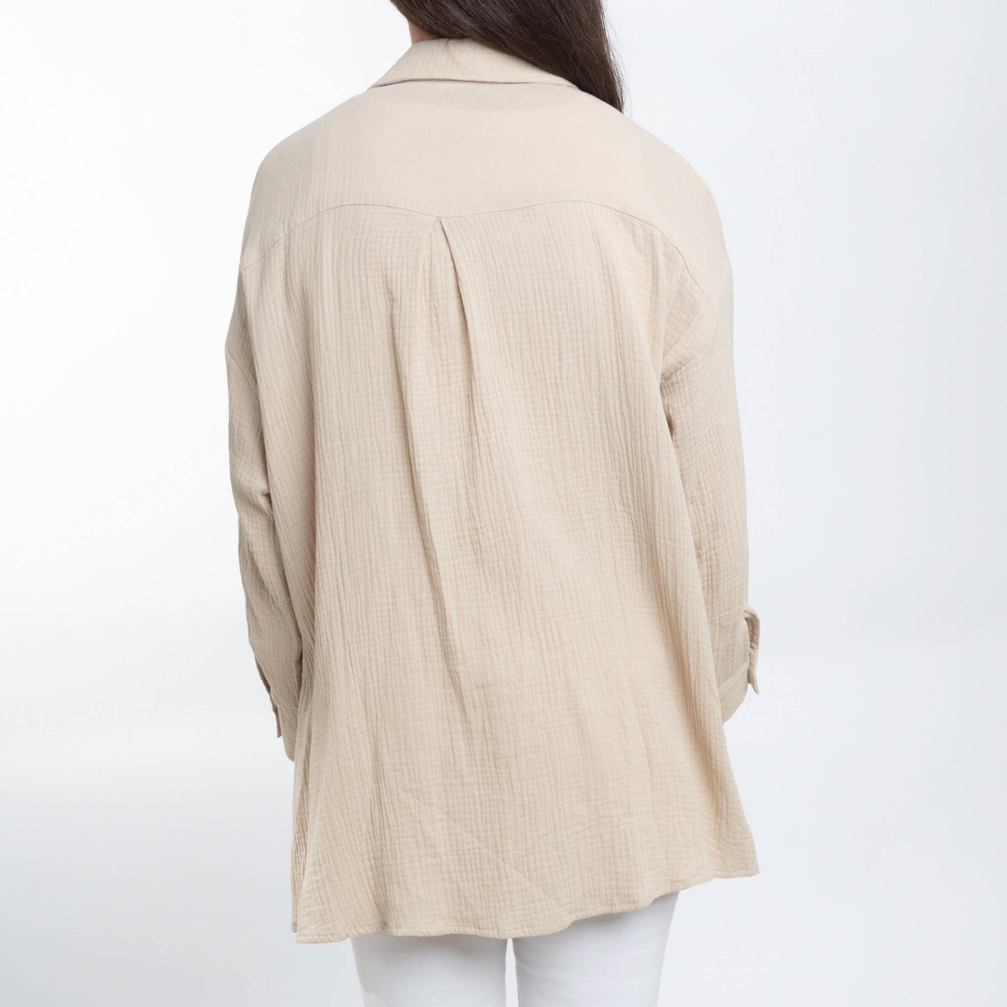 Aaliyah Gauze Long Sleeve Button Up Top