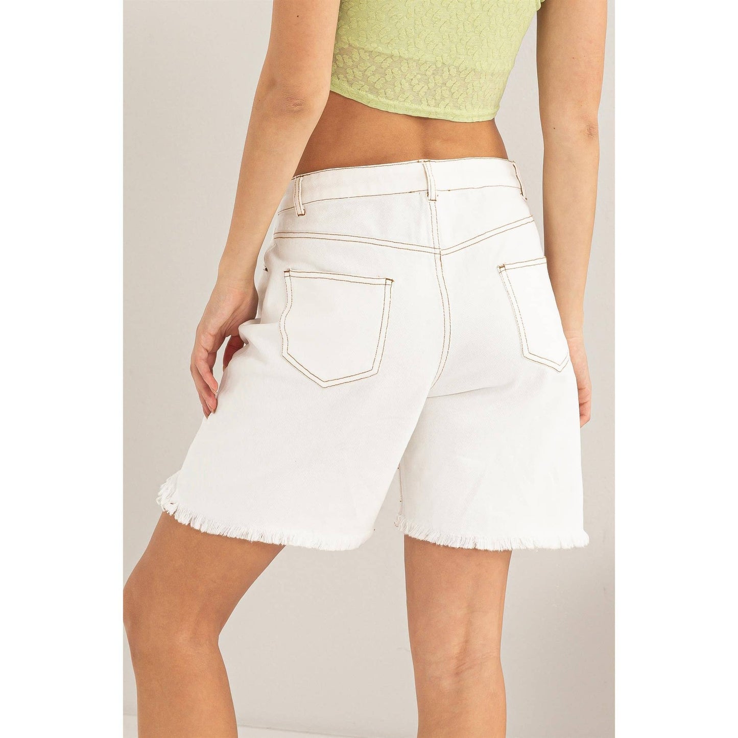 Distressed Bermuda Denim Shorts