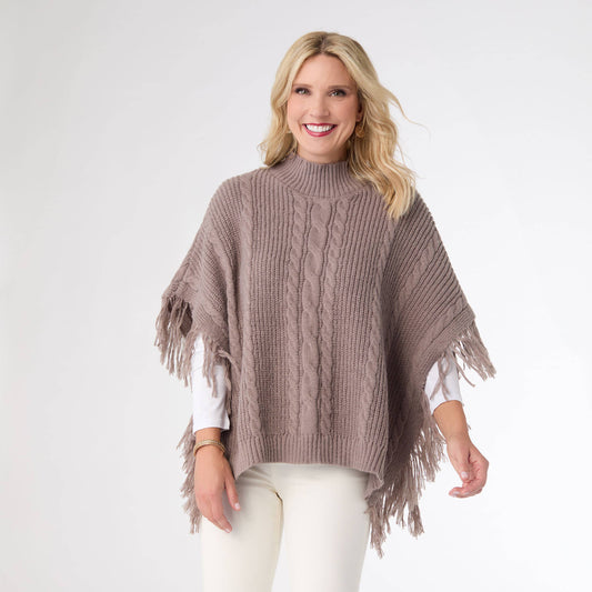 Hayes Cable Knit Poncho - Fall