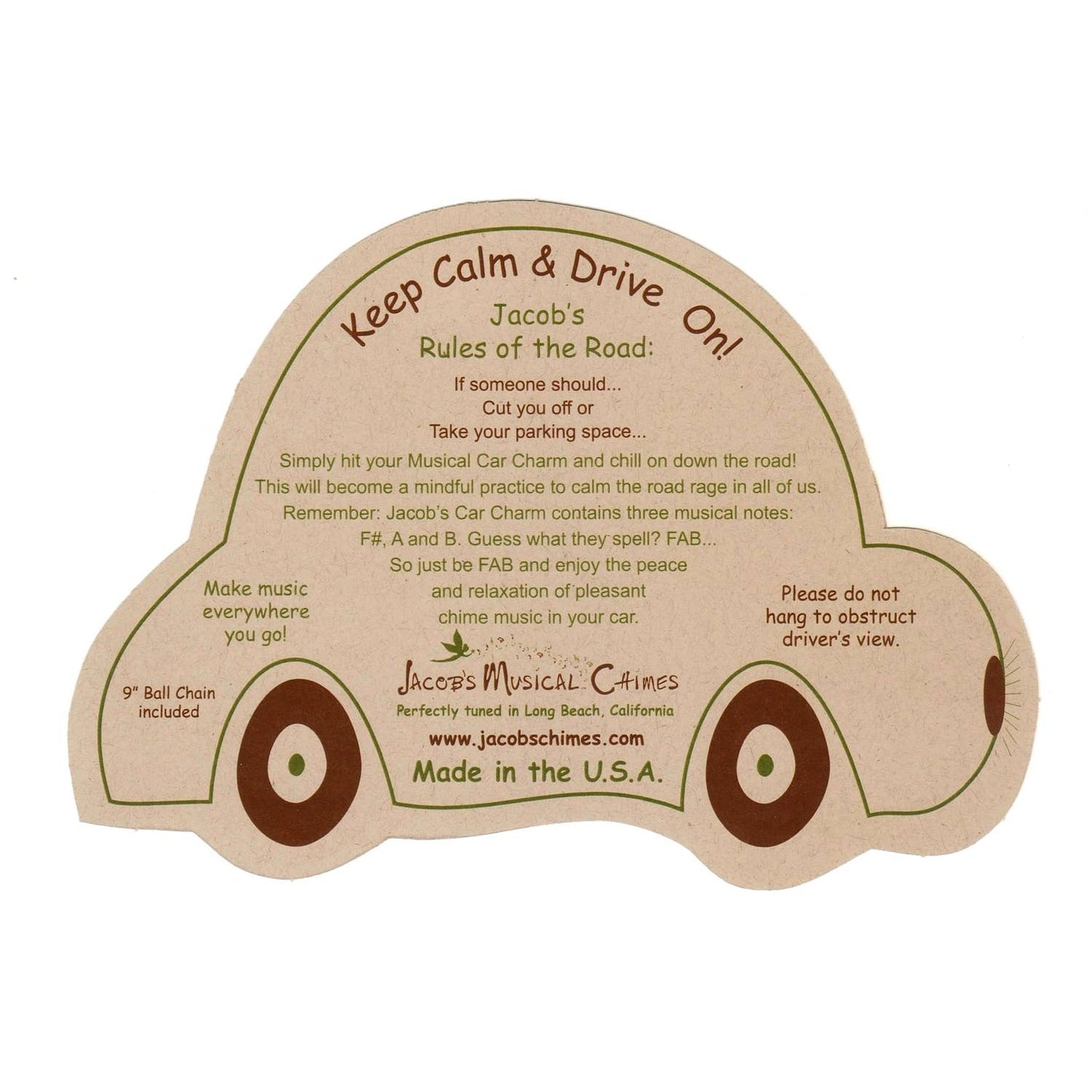 Jacob's Musical Car Charm Chime, The Journey is Everything