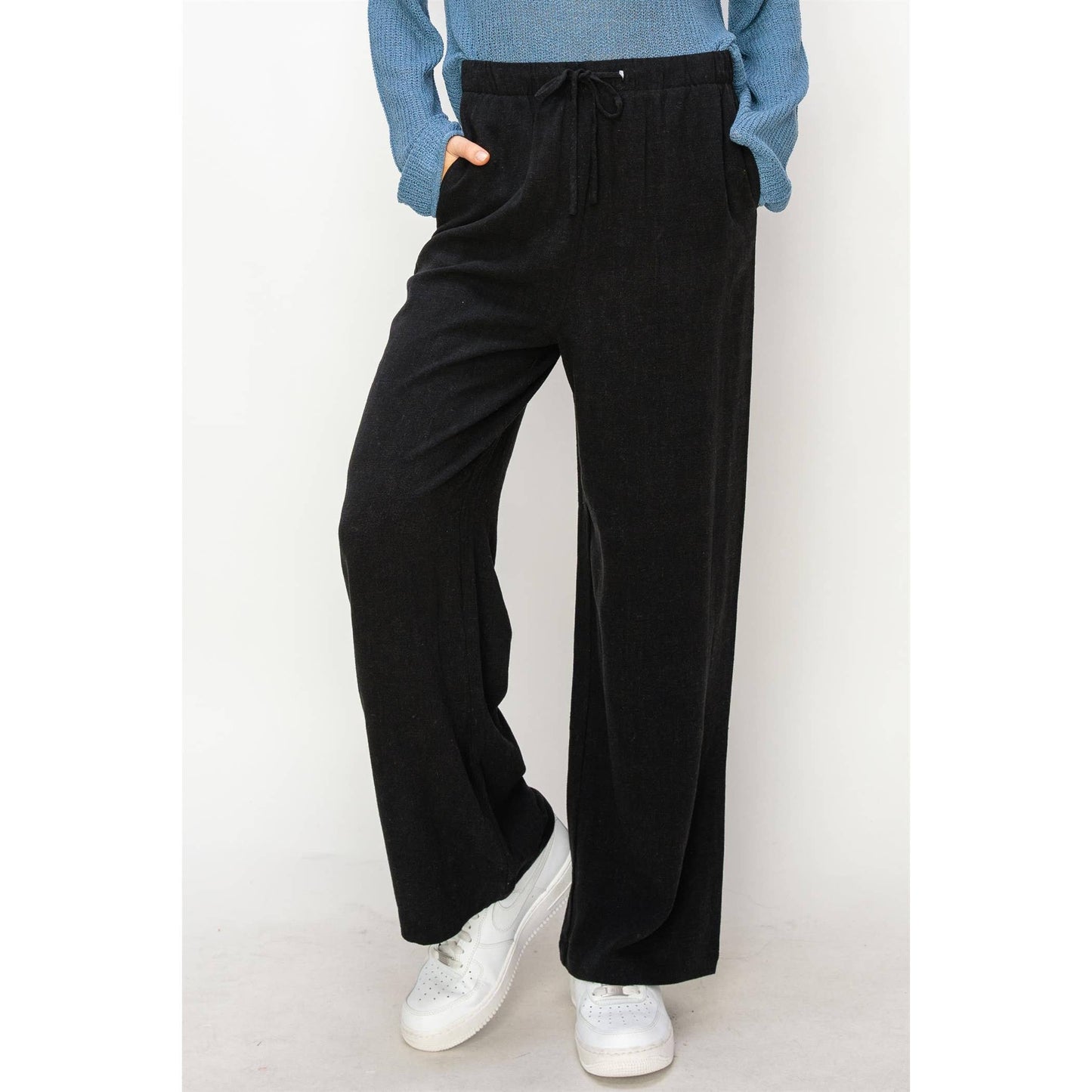 LINEN WIDE LEG PANTS
