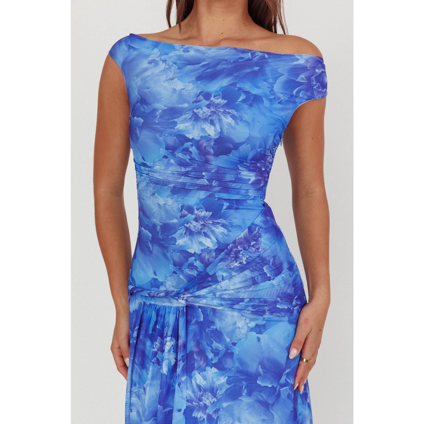 OFF SHOULDER FLORAL MAXI DRESS