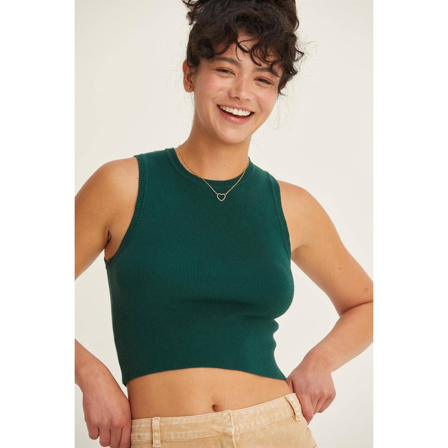RIBBED KNIT CROPPED TANK TOP