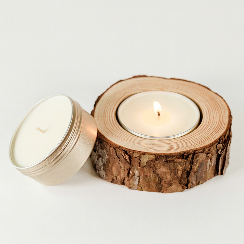 Wood Slice Candle Gift Box - Christmas Holiday Set