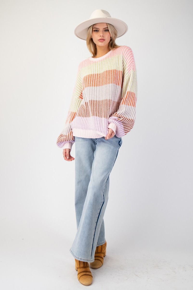 EASEL COLOR BLOCK KNIT SWEATER PULLOVER
