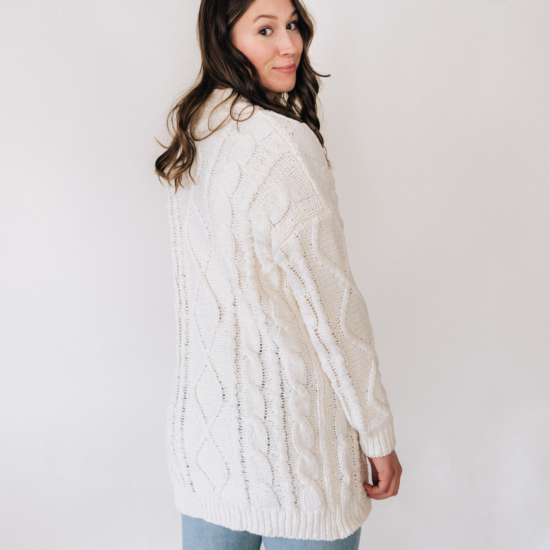 Ivory Cable Knit Cardigan