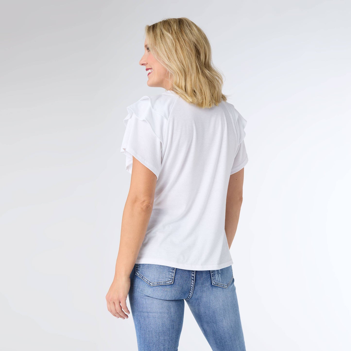 Mandy Cap Sleeve Ruffle Tee