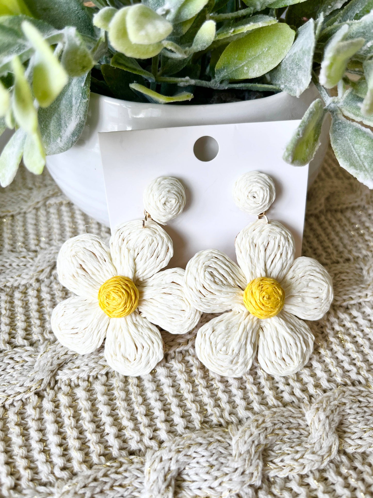 Large Daisy Flower Earrings
