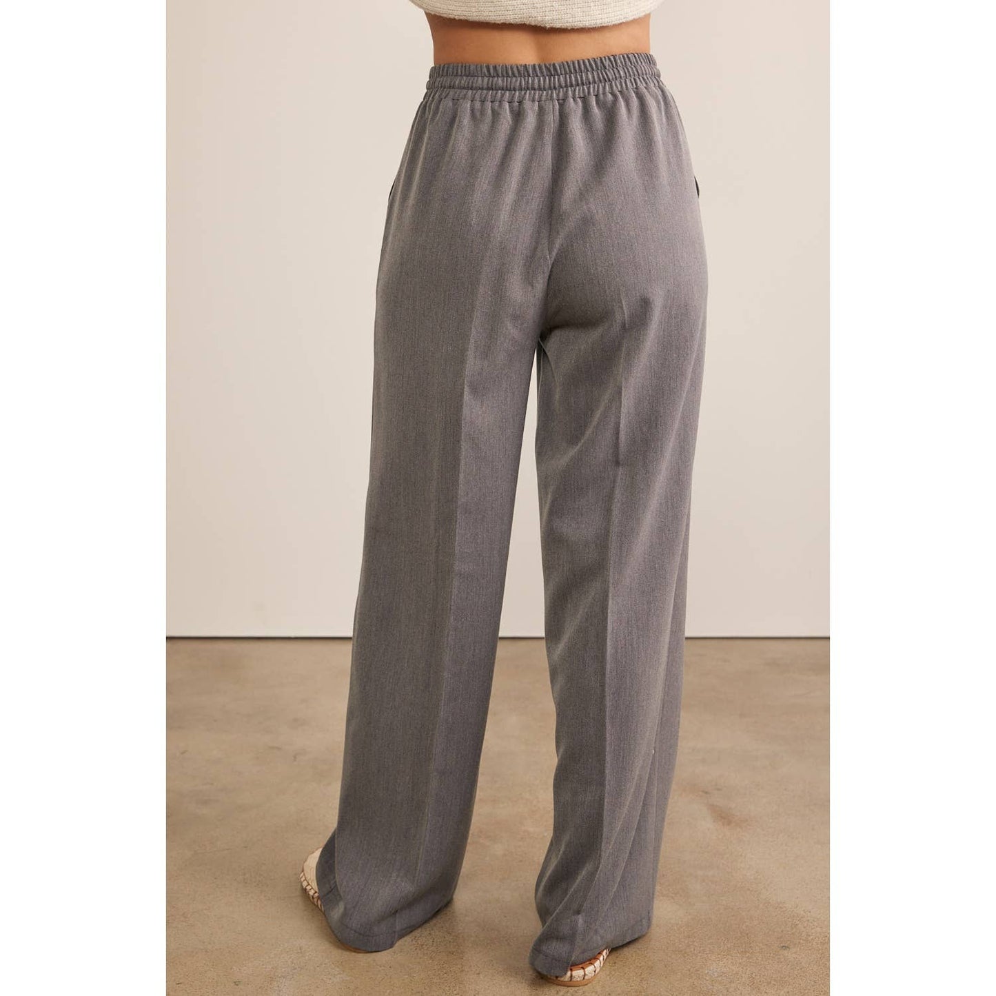 DRAWSTRING WIDE LEG PANTS WITH ELASTIC WAIST