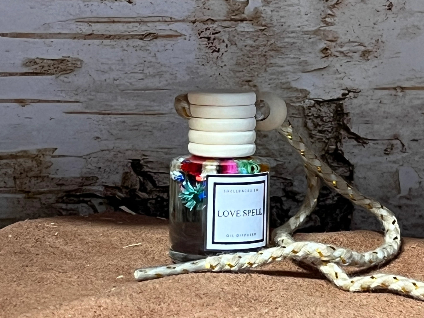 Love Hex Hanging Car Freshener Diffuser (w/flowers)