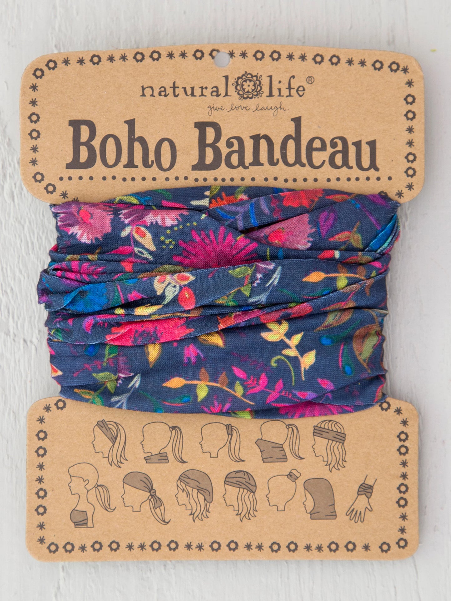 Natural Life Full Boho Bandeau® Headband - Navy Wildflowers