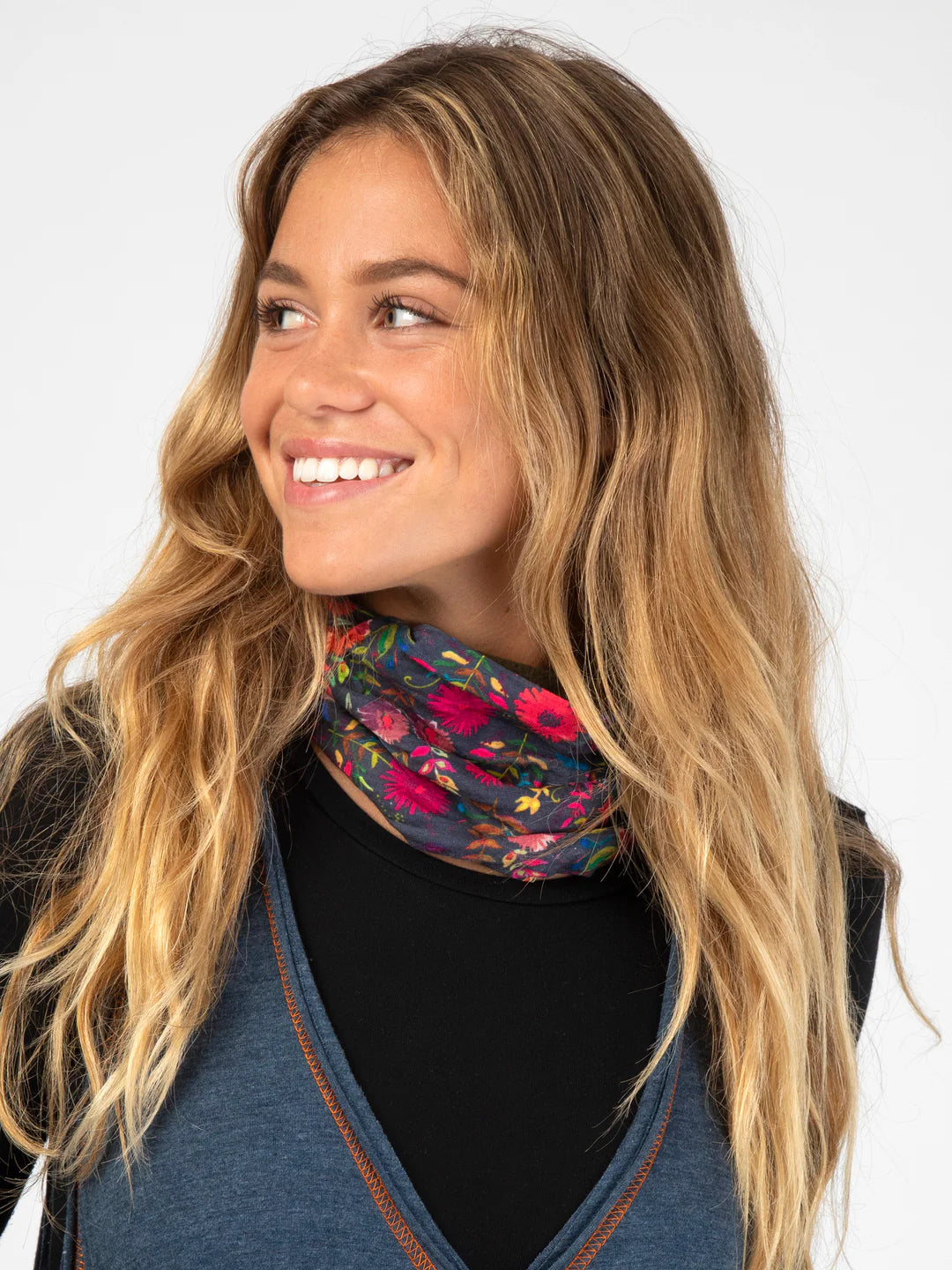 Natural Life Fleece Boho Bandeau® Headband-Navy Wildflower