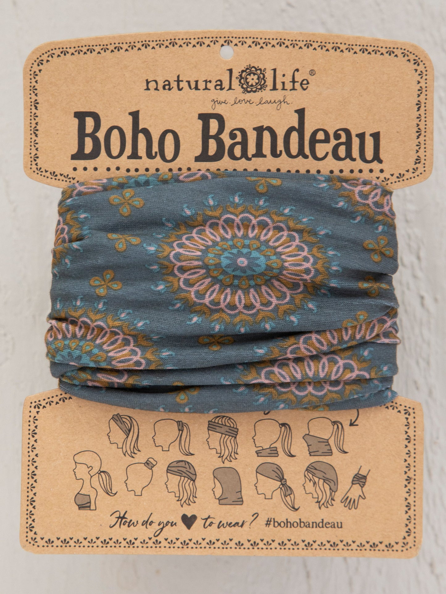 Natural Life Full Boho Bandeau® Headband - Sage Gold Medallion