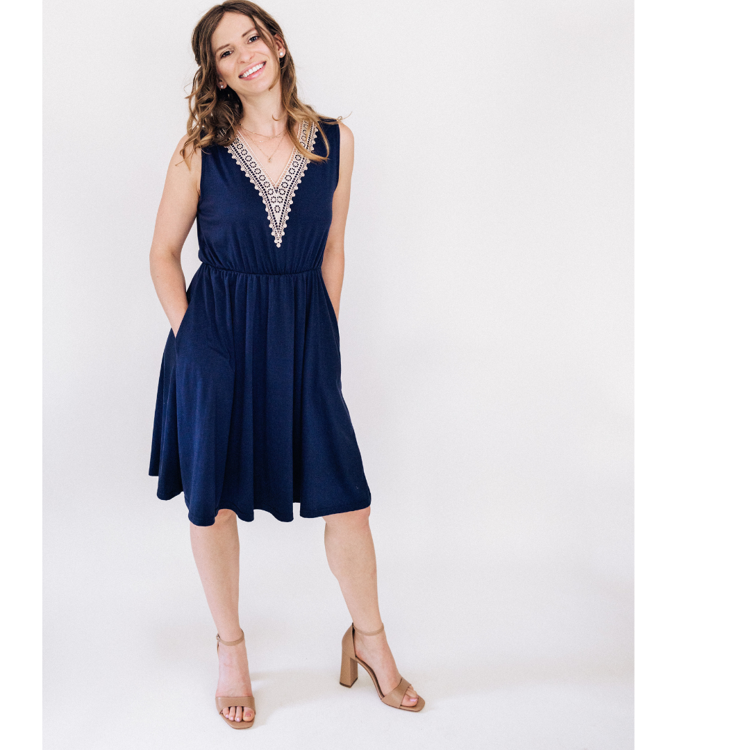 Navy Lace Mommy & Me Dress - Women