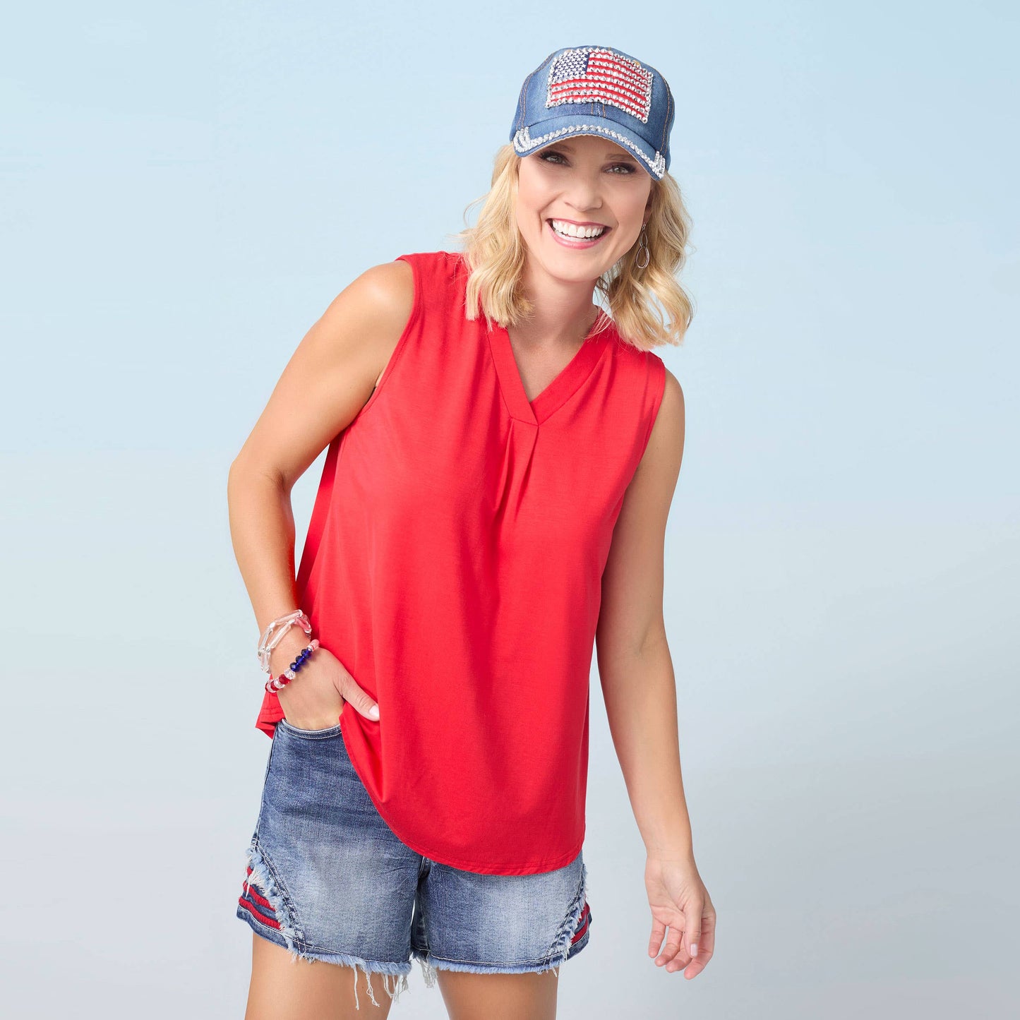 Erin Pleat Back V-Neck Tank