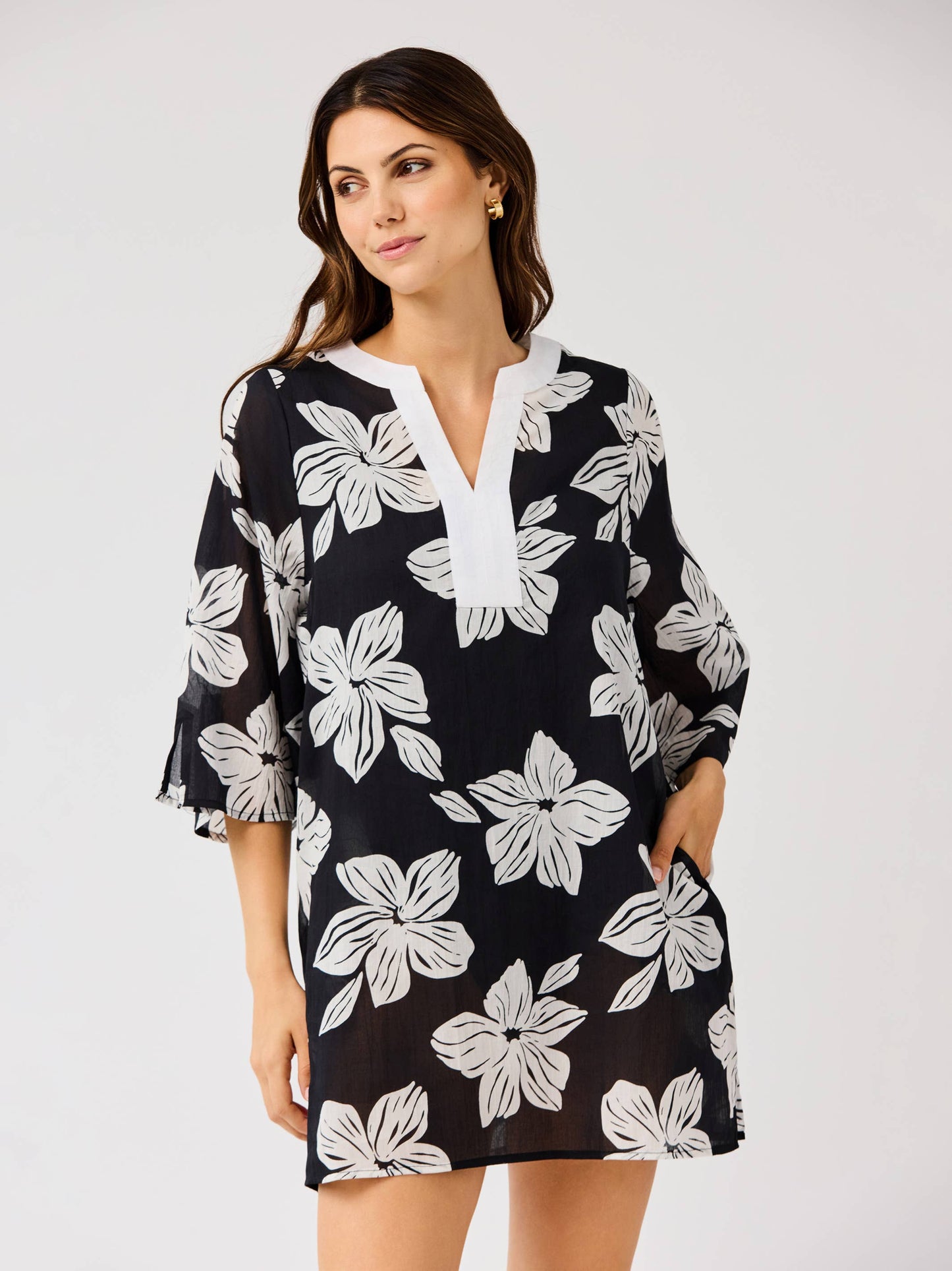 Elizabeth Lagoon Bloom Black Beach Dress