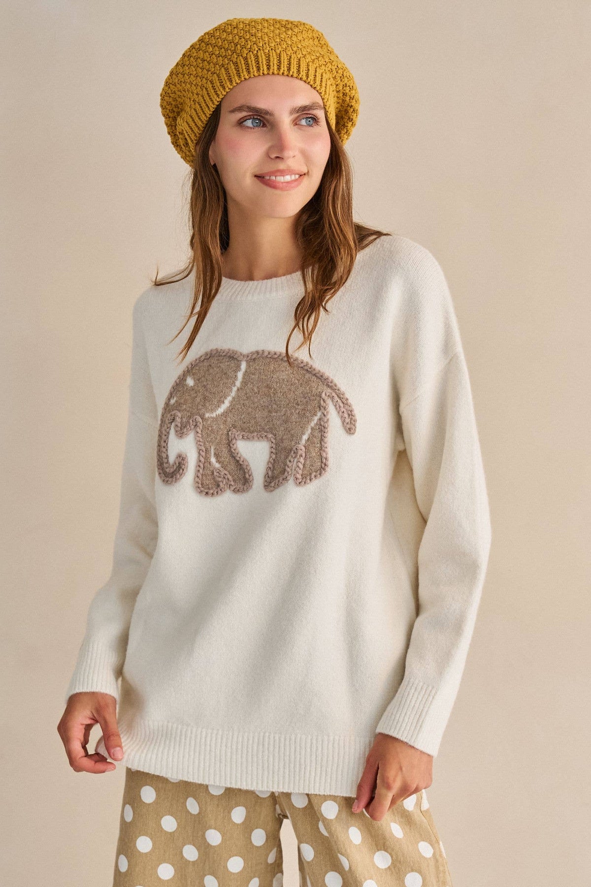 TEXTURED ELEPHANT KNIT SWEATER