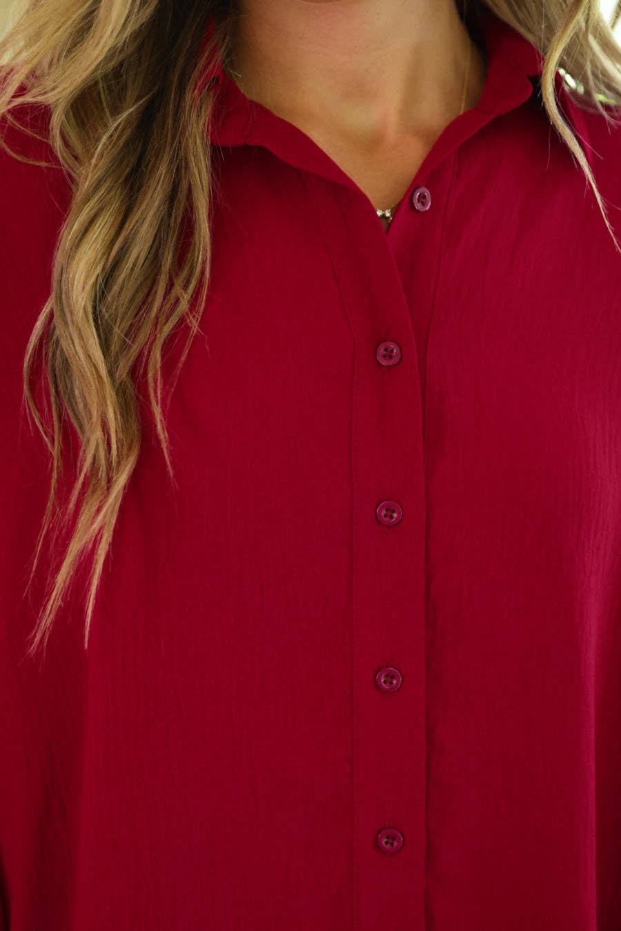 Sloane Button Up Top- Burgundy