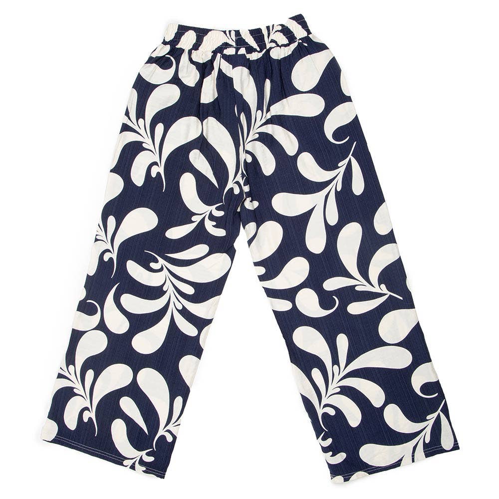Tropical Print Wide Leg Pants