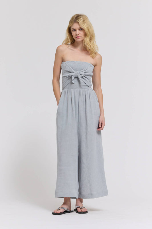 TIE FRONT GAUZE JUMPSUIT
